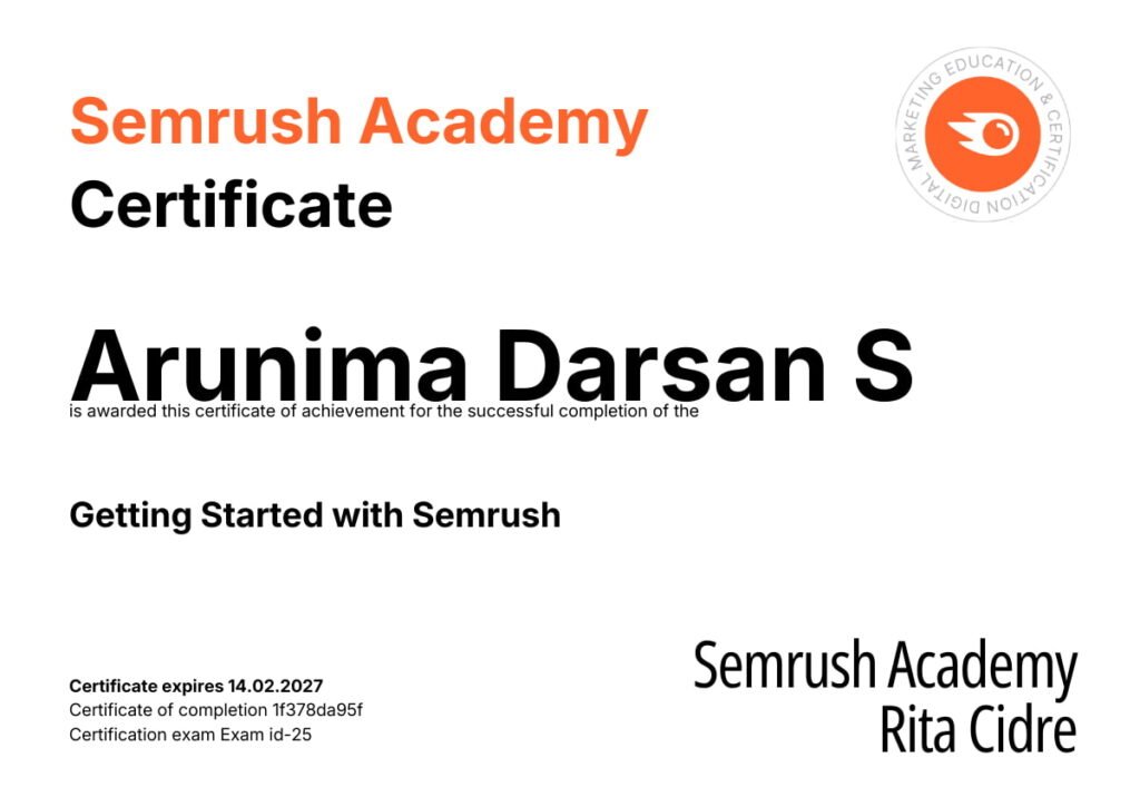 semrush-certification-arunima-darsan.webp